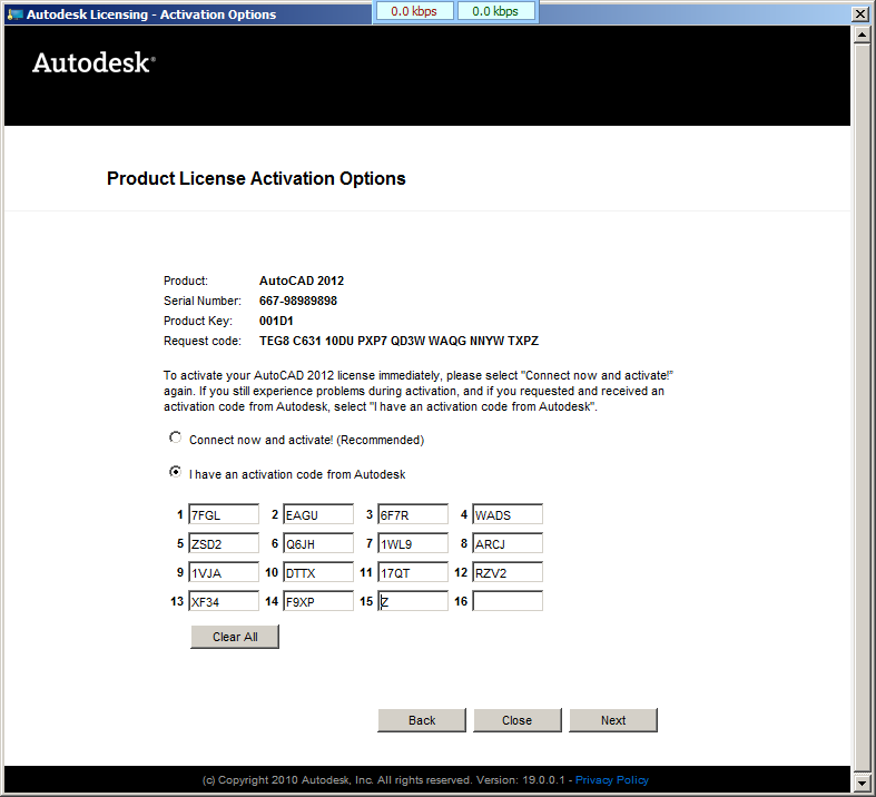 autocad activation code 2013